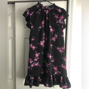 CeCe Women's Short Sleeve Floral-Print Ruffled Shift Dress Xl